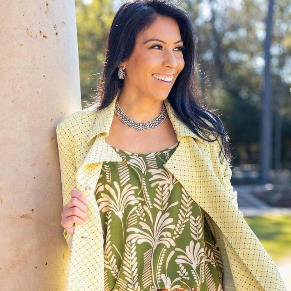Cabi 6353 Balcony Cami Palm Print Spring 2023 Size Medium EUC